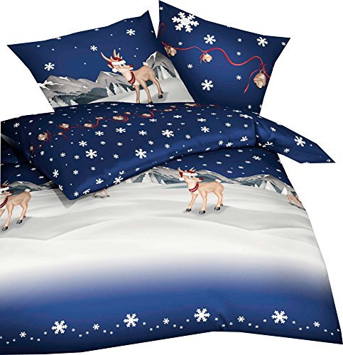 Kaeppel Feinbiber Bettwäsche Winterwonderland Größe , 2 Stück , 135x200+80x80 cm Farbe Blau
