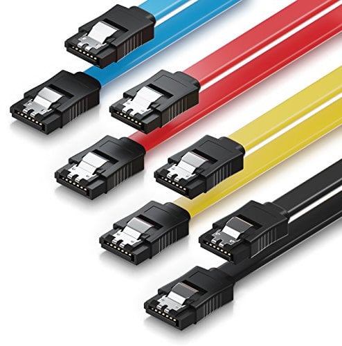 deleyCON 4x 0,5m Cavo SATA 3 SATA III HDD SSD Cavo Dati 6 GBit/s - 2x Diritto - Giallo Rosso Blu Nero