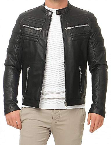 Hollert German Leather Fashion Lederjacke - KOZA Herren Jacke Echtleder Bikerjacke schwarz Größe XL