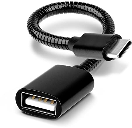 subtel USB OTG Kabel für HTC 10 U11, Plus, Life U12, Plus, Life U Play Desire 19 Plus Handy On The Go Adapter USB C Type C Stecker auf USB A Buchse, Host Anschluss Adapterkabel Aluminium schwarz