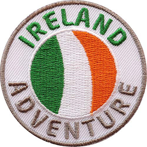 2 x Irland Abzeichen 60 mm gestickt/Ireland Adventure/Aufnäher Aufbügler Sticker Wappen Patches für Kleidung Rucksack/Reiseführer Abenteuer Flagge Fahne Land