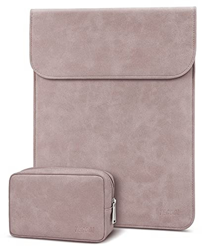 TECOOL Funda Portátil 13.3 Pulgadas,Funda Impermeable Cuero para Macbook Air/Pro 13 2022 M2 M1 2020-2012,2021 2023 MacBook Pro 14 M3 M2 M1,12.9 iPad Pro,Surface Laptop 5-1,Matebook D14 Sleeve,Rosa