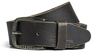 Herren Jack & Jones Ledergürtel JACPAUL Belt Echt Leder Jeans Hosen Gürtel, Farben:Dunkelbraun, Größe Gürtel:95