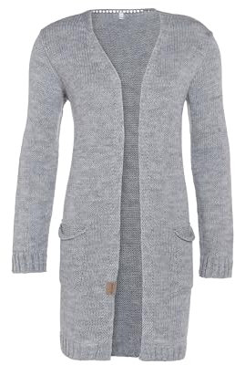 KNIT FACTORY - Ruby Strickjacke - Lange Damen Strickjacke mit Taschen - Cardigan mit Wolle und Alpaka-Wolle - Hochwertige Qualität - Grau - 40/42