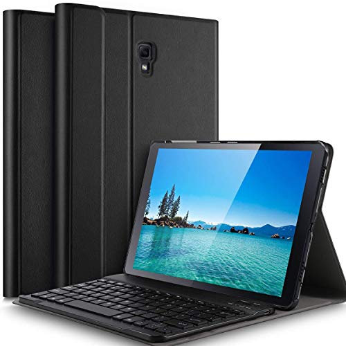 Claelech Custodia per Galaxy Tab A 10.5 (QWERTY), tastiera wireless Bluetooth rimovibile per Samsung Galaxy Tab A 10.5 T590 T595 2018 Release con custodia flip in pelle (nero)