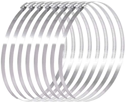 Swpeet 8Pcs 9-10inch (232-254mm) Hose Clamp 304 Stainless Steel Adjustable Range Worm Gear Hose Clamp Fuel Line Clamp Perfect for Plumbing, Automotive and Mechanical Applications