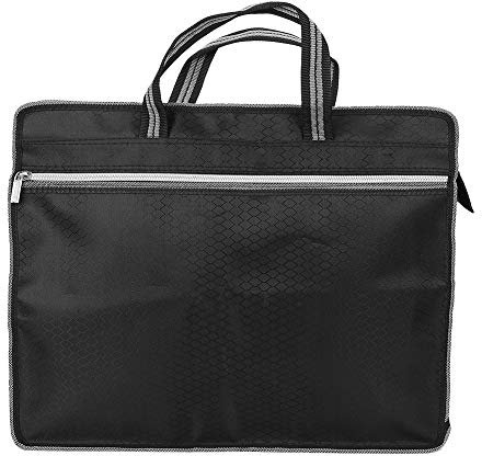 Sac de rangement de fichier - sac de fichier en tissu Oxford imperméable portable avec fermeture à glissière, sac de rangement pour réunion d'affaires(Black)