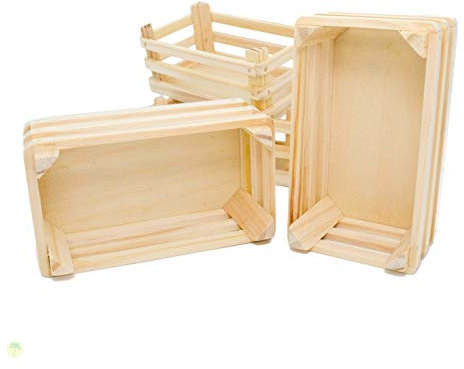 6 Stück kleine Holzsteigen, Obstkiste, Gemüsekisten, Kaufladenzubehör
