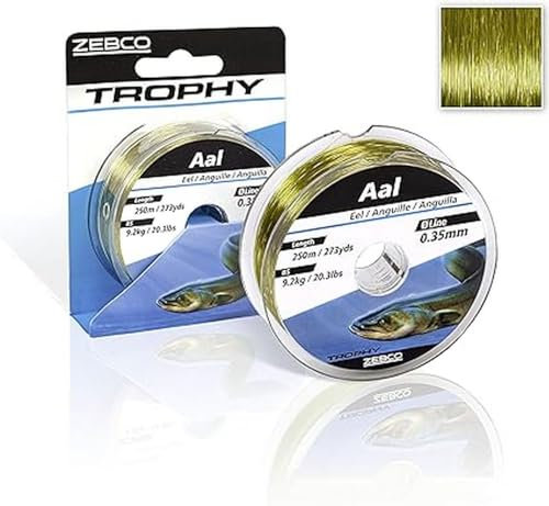 Zebco Qualitäts Trophy Aal monofile Angelschnur Angel Zubehör Aalschnur, Camou-hell, 0,30mm / 6,9Kg