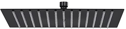 vidaXL Regenbrause Anti-Kalk-Düsen Brausekopf Duschkopf Kopfbrause Regendusche Duschbrause Wand Decke Edelstahl 30x30cm Quadrat Schwarz
