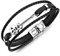 ATEIELLI Homme Bracelet Cuir PU Guitare Acier Inoxydable 21cm Réglable B306 (Guitare-3)