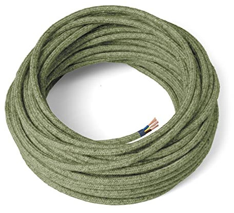 Amarcords - Cavo elettrico tessile colore ORIGANO tondo canapa 1 metro con messa a terra 3x075mm - Filo rivestito in tessuto colorato vintage per lampade lampadari applique e abat jour.
