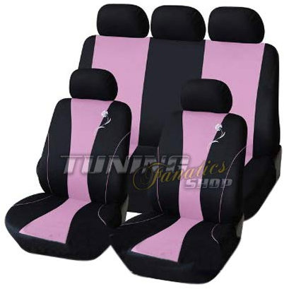 Sitzbezug Sitzbezüge Schonbezüge Bezug Sitz Schwarz Pink Set Universal Universell für viele Fahrzeuge