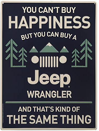 Jeep Wrangler Metallschild – You Can't Buy Happiness But You Can Buy A Jeep Wrangler – Lustige Jeep-Wanddekoration