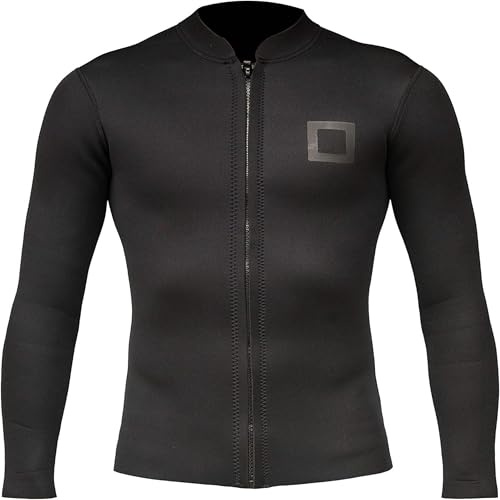 Surf Squared Men's Wetsuit Top Jacket 2mm or 3mm - Neoprene Long Sleeve for Warmth & Comfort, Extended Back Flap - Ideal for Surfing, Snorkeling & Watersports - Large - 2MM