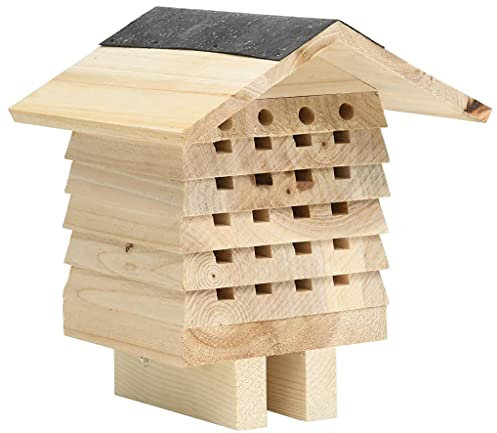 YITHOPI Insektenhotel 22x20x20 cm groß - aus Tannen-Holz & Naturmaterialien - Insektenhaus Nistkasten ​Bienenhotel Bienenhaus Wildbienenhotel