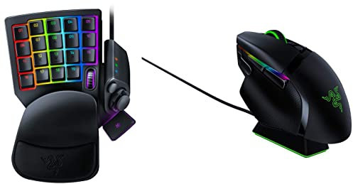 Razer Tartarus V2 - Keypad Gaming à Touches Optical (32 Touches entièrement programmables, Rétroéclairage RGB Chroma) Noir & Basilisk Ultimate Souris de Jeu sans Fil avec Socle de Chargement