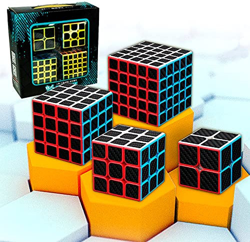 MAGIC SELECT Cubo Mágico 2x2 3x3 4x4 5x5 Pack Meilong Moyu Cubing Classroom Fibra de Carbono antideslizante con giro más rápido, fácil y suave, Rompecabezas 3D, Principiantes y Profesionales