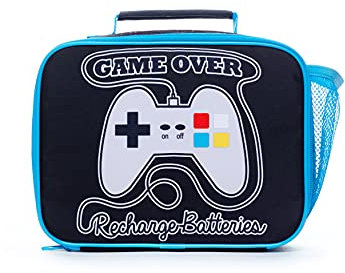 Game Over - Fiambrera para juegos, escuela, ocio, color negro, Negro, M