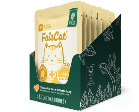 Green Petfood FairCat Care (8 x 85 g), getreidefreies Katzenfutter für ausgewachsene Katzen, Nassfutter für sensible Katzen, mit Tierwohl-Hühnchen und Cranberrys, 8er-Pack