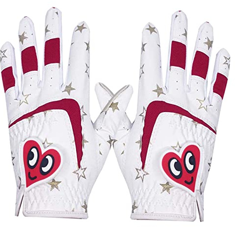 2X Guantes para Golf para niños de Material Cuero Premium Mano Izquierda y Antideslizante niño para niñas de Navidad niños, S