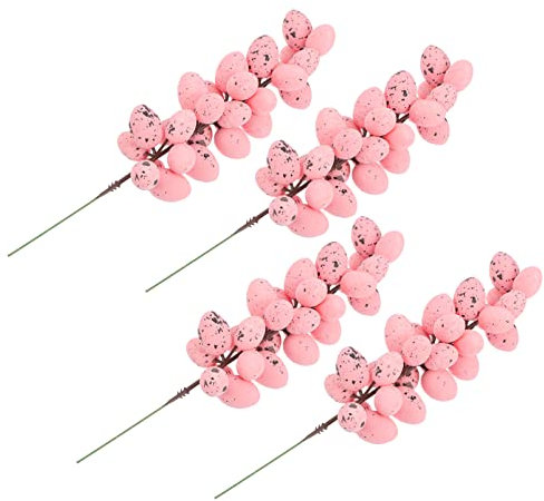 TOYANDONA 4 Stück Osterei-spieße Osterdekoration Ostereier Blumenpflücker Osterei-Rebe Cupcake- Künstliche Zweige Frühlingseierstiele Farbige Vasen Blumenarrangement Rosa Schaum Sprühen