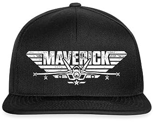 Spreadshirt Top Gun Maverick Kampfjet Logo Snapback Cap, One Size, Schwarz/Schwarz