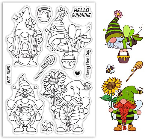 ORIGACH Sonnenblume Wichtel Silikonstempel Silikondichtung Klarer Stempel für die Kartenherstellung, Dekoration und DIY Scrapbooking
