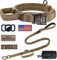 OEBEESA Taktisches Hundehalsband und Leine: Verstellbares Militär-Nylon-Hundehalsband mit Griff, stoßdämpfend, einziehbar, Starke Hundeleine für mittelgroße und große Hunde mit Airtags-Halter-Patches