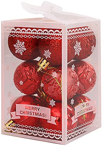 MOBEBI Weihnachtskugeln, Weihnachtskugeln, Weihnachtskugeln, 12 Stück Weihnachtsbaumkugeln, Weihnachtskugeln, Rot, Gold, Silber, Rosa, Blau, for Aufhängen, Partydekoration for Zuhause (Color : Pink)
