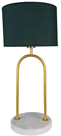Clayre & Eef Schreibtischlampe Ø 28x62 cm Grün Goldfarbig Eisen Textil Tischlampe