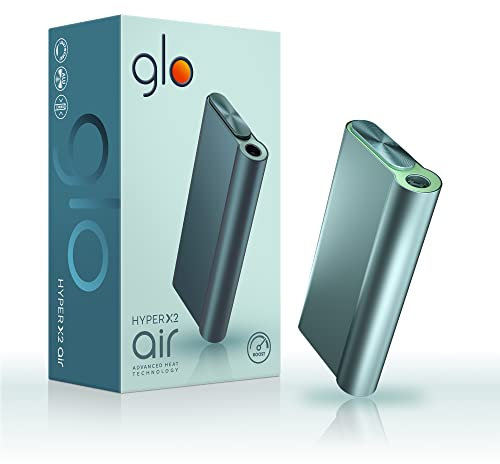 GLO Hyper X2 Air Tabakerhitzer, Elektrischer Tabak Heater für klassischen Zigaretten Geschmack, Alternative zur E-Zigarette, Einfache Reinigung, bis zu 20 Sticks pro Akku-Ladung, Light Teal