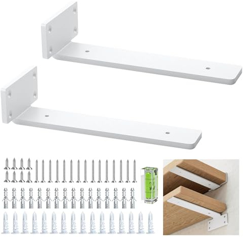 Staffe angolari Staffe per mensole sospese per carichi pesanti, spesse 5 mm, Staffe metalliche per scaffali, reggi mensola da muro bianche rustiche, Confezione da 2 (20 cm/8 pollici)