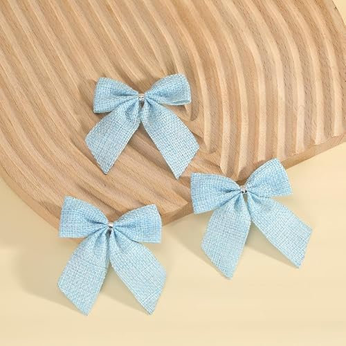 SYSUII 10 Stück Weihnachtsschleifen Kleine Weihnachtsbaum Bögen Weihnachtsbaum Schleifen Deko Weihnachtsbaumschmuck Schleifen Zierschleifen für Weihnachtsbaum,Weihnachtskranz,Geschenk Dekoration-Blau