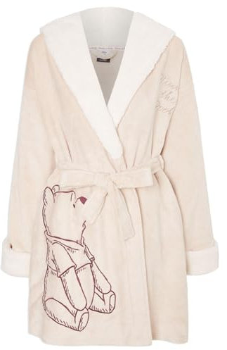 Ladies Ex Store Snuggly Dressing Gown - Loungewear Nightwear - Winnie Design - Sizes 4-22 (Winnie Design Neutral Colour, Size 4-6)