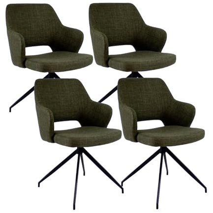 Kick Collection 4er Set Esszimmerstühl Nora - Grün - Modern und Hochwertig - Strukturierter Stoff en Metall - Erhältlich in vielen Farben