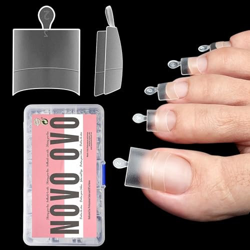 NOVO OVO Punta Quadrata Affilata per Unghie Mezza Copertura, Curva C Gel Morbido Trasparente Estensione Unghia Falsa per Salone Pedicure Acrilico Fai da Te 240 Pezzi x 15 Dimensioni