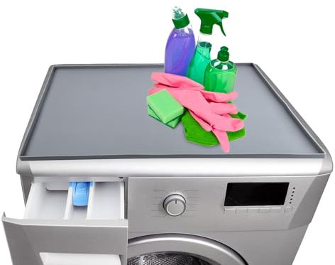 Washer and Dryer Top Protector, 23.6x19.7 inch Washer and Dryer Covers for The Top Dust Top Cover Pad Waterproof Silicone Rubber Mat for Washing Machine or Dryer Laundry Room (Gray)