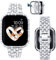 VISOOM Women Bling Diamond Straps and Case Compatible with Apple Watch Strap 44 mm, Fashion Sparkle Jewelry Metal Bracelets Wristband Dressy iWatch Band Series SE 6 5 4-Silver