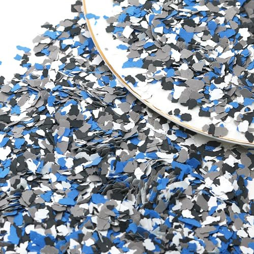 Biaungdo 250 g, dekorative Mischung, Farbspäne, Epoxidflocken, Farbflocken, Beton, Bodenbeschichtungen, dekorative Chips für Garage, Bodenfarbe, Innen- und Außenwände (schwarz, weiß, blau, grau)