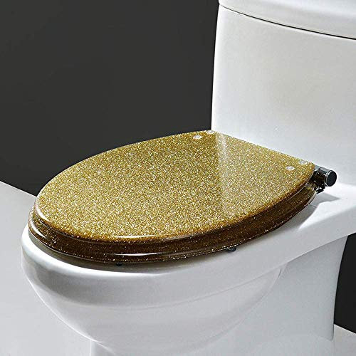 Toilettensitz, Toilettendeckel, Familien-Toilettensitz, Absenkautomatik mit Schnellverschluss, einfache Reinigung, Harz-Edelstahlscharniere, Toilettensitz-Deckelbezug für Badezimmer, Orange