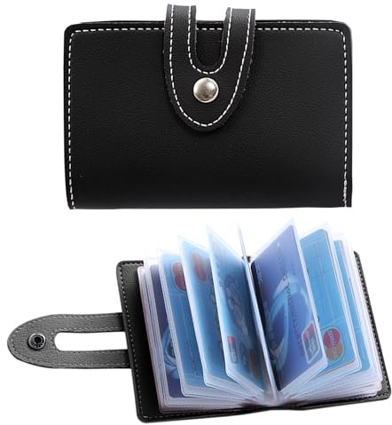 HDGSAFD Porta Carte di Credito Anti-Smagnetizzante, 2 Pezzi, Con Chiusura a Scatto, Classico, Unisex, Plastica, Portafoglio, Nero/Verde