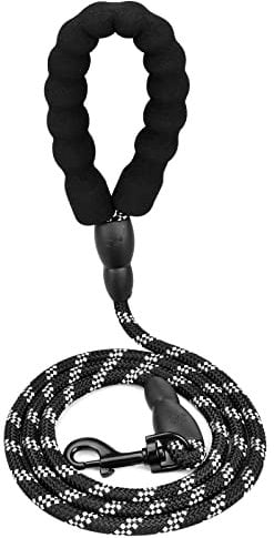 Wisebom Dog Lead 1.2m Rope Dog Lead with Soft Padded Handle Strong Rope Training Lead Durable Reflective Dog Leash for Small Medium Dogs (Black)