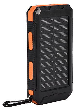 Solar Charger Power Bank, 10,000mAh Portable Wireless Charger with Compass External Need to Assemble by Oneself(Black + Orange)