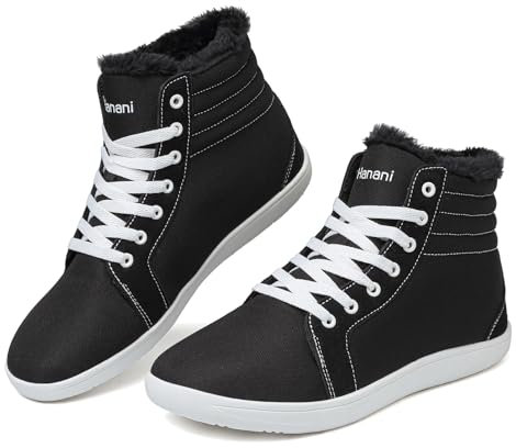 Scarpe Barefoot a piedi nudi Inverno Uomini Donne Neve Stivali a piedi nudi Caldi Walking Wide Toe Box scarpe Morbide antiscivolo Stivali minimalisti Bianco Nero 43EU