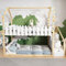Kinderbett, Hochbett 90x200 mit Leiter, Etagenbett mit Wandtafel & Kleiner Ablage, Spielbett, Hausbett, Stockbett, Holzbett, Bettgestell, Jugendbett (Weiß + Natur)