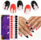 EBANKU 24PCS HalloweenUV Gel Nagelfolie, Nagelfolie UV Härtend | Nagelfolie Selbstklebend | Gel UV Stickers Nagelaufkleber fur Frauen Mädchen Halloween Nageldekoration(Schwarz-Rot French Blut)