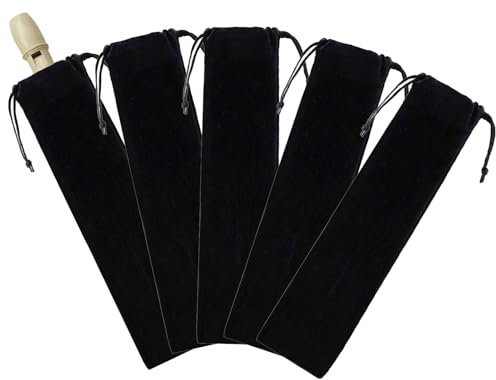 Flauti Custodia, Custodia Flauto Dolce Soprano, Soprano Recorder, Flauto per Bambini Custodia, Adatto per Flauti, Flauti Dolci, Bacchette, Armoniche, Cannucce e Gioielli, 5 Pezzi, Nero, 37 x 6cm