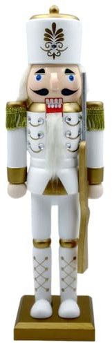 JAWSEU Casse Noisette Soldat de Noël, Figurines de Casse-Noisette de Noël en Bois 30 Cm Casse-Noisette Noel Soldat Figurine Soldat en Bois Peint à La Main Ornement Poupée Décorations de Noël