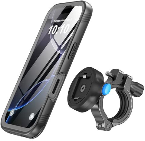 SPORTLINK Supporto Telefono Bicicletta per iPhone 16 Pro - Alluminio Porta Cellulare Bici [1s Sblocco/2m Antiurto] [Controllo Telecamera] Manubrio Porta Moto Navigatore Bike Bicicletta Monopattino